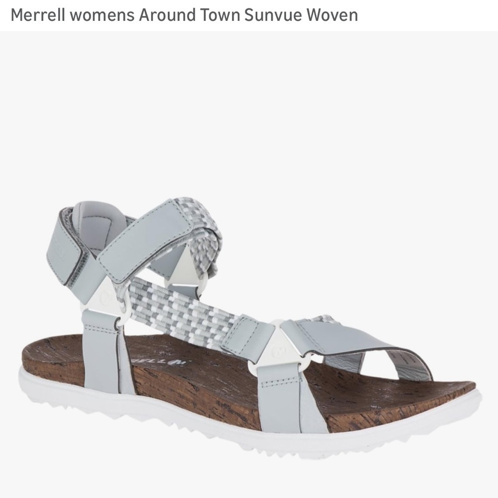 NIB Merrell sz 8 Around Town Sunvue woven Light Gray sandals - Picture 2 of 16